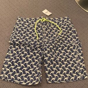 NWT Crewcuts Blue Shark Pattern Swim Trunks